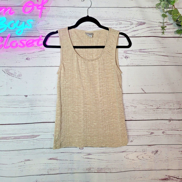 Chico's Tan Textured 100% Polyester Sleeveless Tank Top Womans Size 0 - Picture 1 of 4